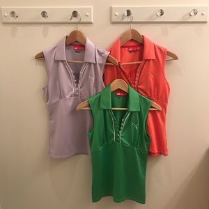 PUMA Golf Sleeveless Tops - Lavender Coral Green